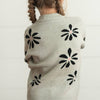 Kids Light Gray Flower Crew Neck Fall Winter Sweater