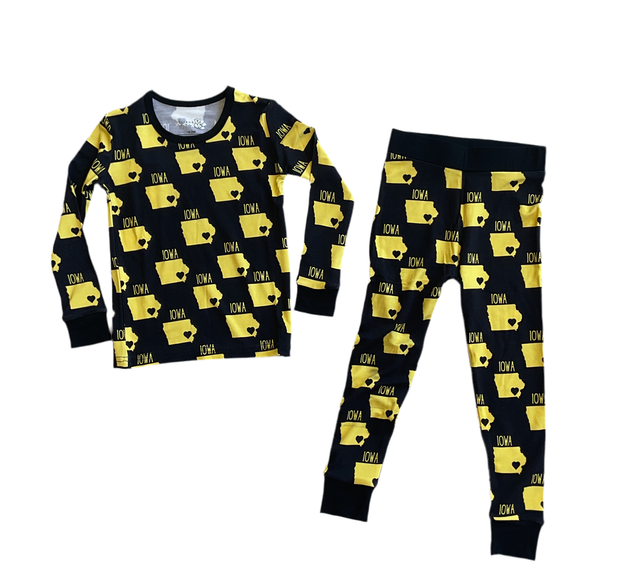 Iowa Black and Gold Two Piece Bamboo Pajamas