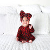 Chloe Leopard RUFFLE ZIP xmas bamboo baby one piece outfit