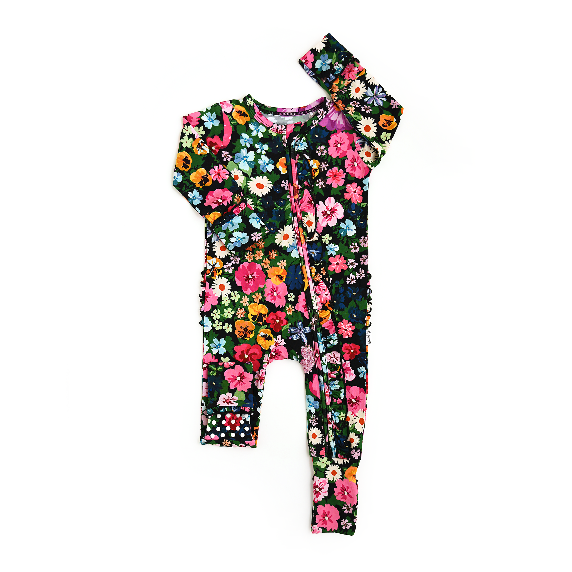 Cassandra RUFFLE ZIP Bamboo One Piece Floral Baby Clothing