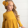 Kids Mustard Long Sleeve Lettuce Trim Ribbed Shirt