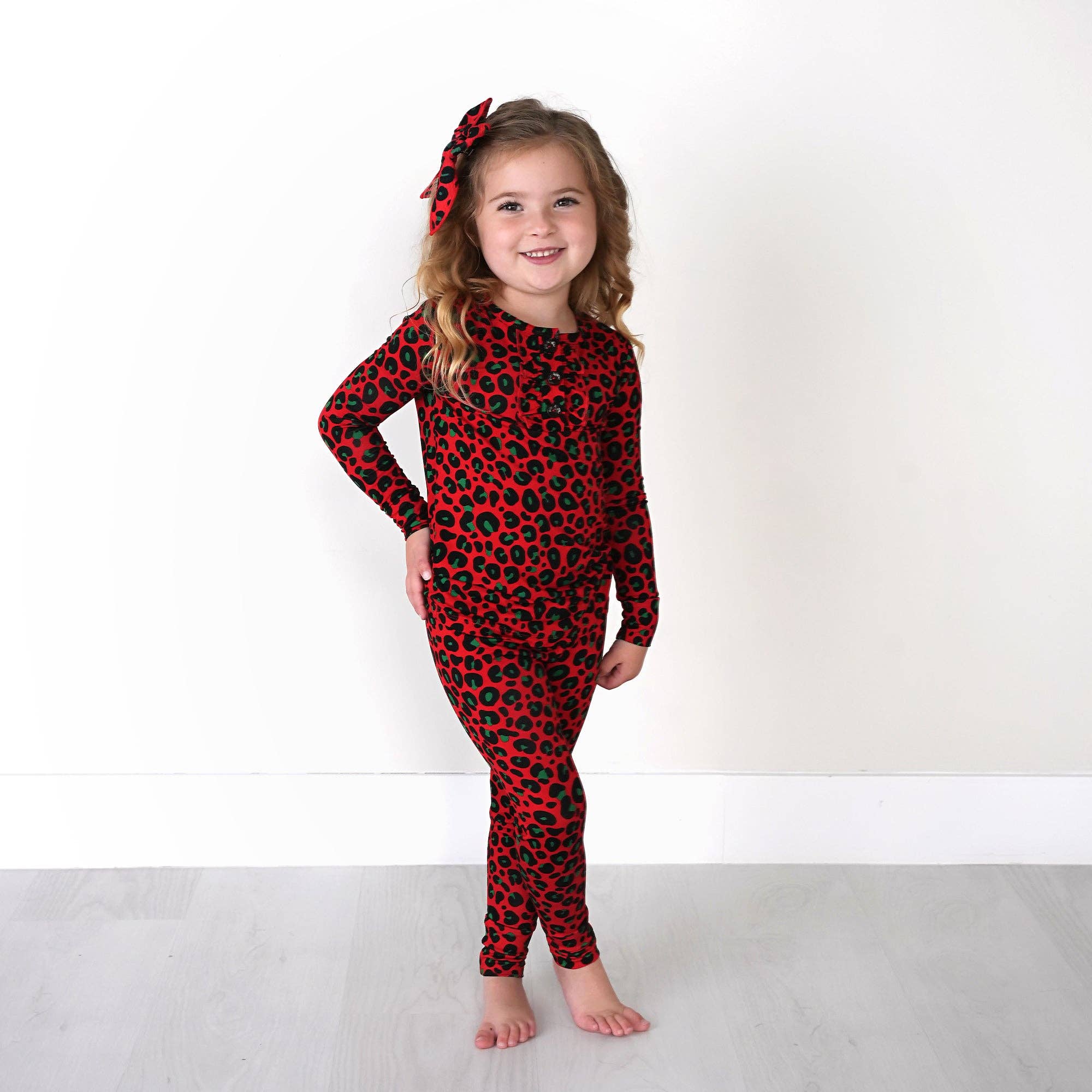 Chloe Leopard TWO PIECE matching christmas pajamas toddler