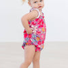 Hawaiian Floral Ruffle Cross Back Romper