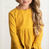 Kids Mustard Long Sleeve Lettuce Trim Ribbed Shirt
