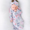 Newborn Knotted Baby Gown, Bow, Hat Set - Baby Clothes Girl