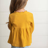 Kids Mustard Long Sleeve Lettuce Trim Ribbed Shirt