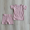 Lilac Haze Ribbed Bamboo Shorts Set