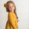 Kids Mustard Long Sleeve Lettuce Trim Ribbed Shirt