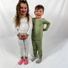 Moss Green Stripe Bamboo 2-Piece Set Toddler Pajamas